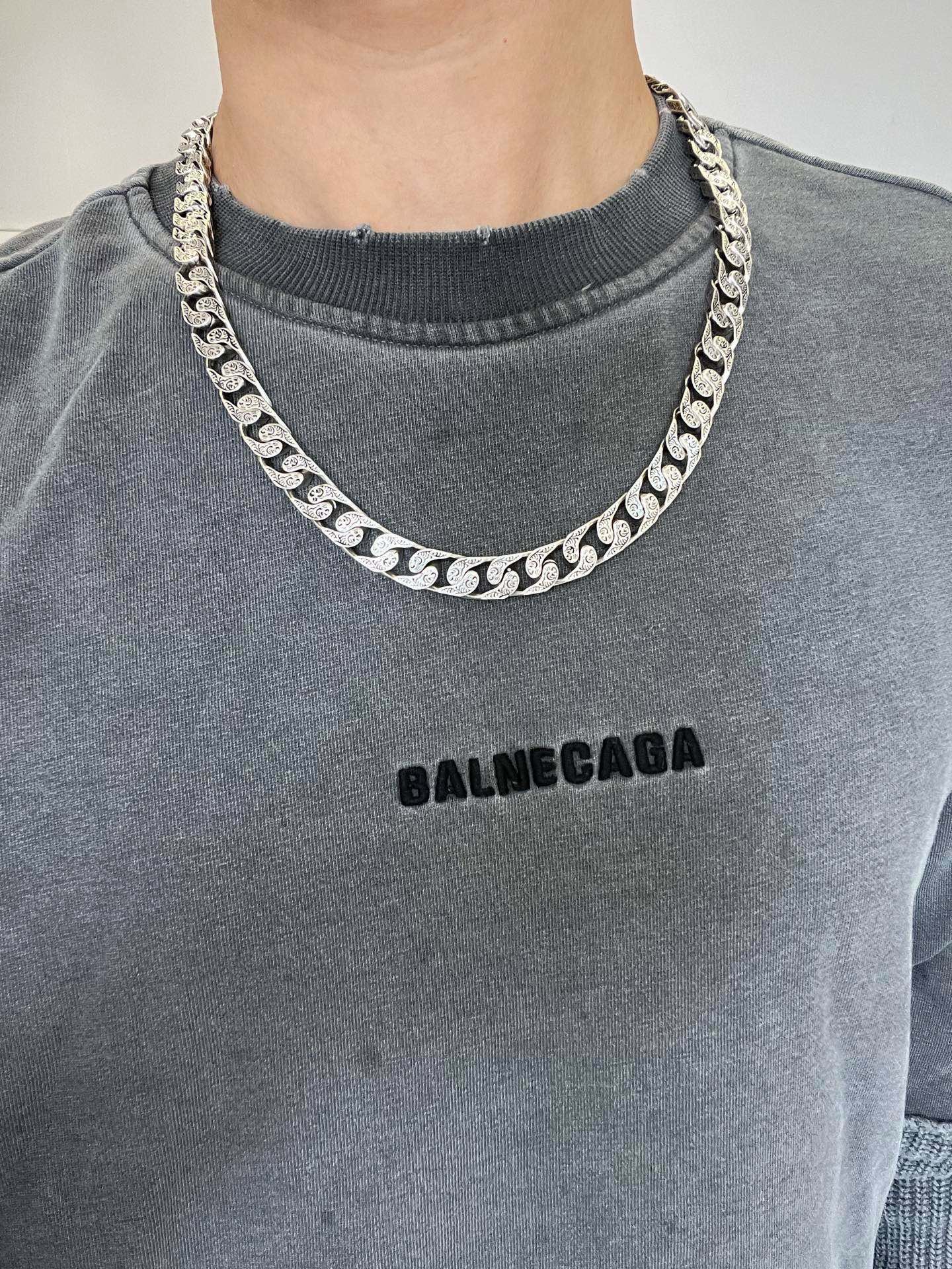 Balenciaga Sterling Silver Chain Necklace