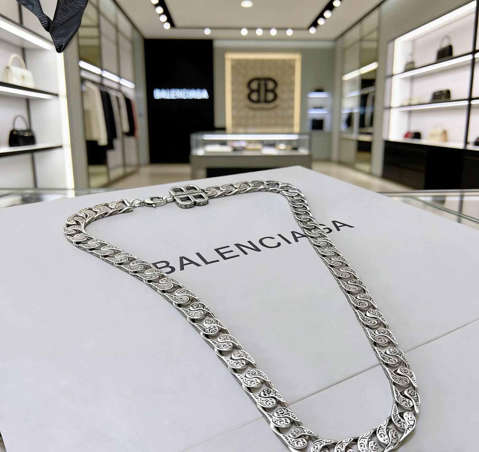 Balenciaga Sterling Silver Chain Necklace