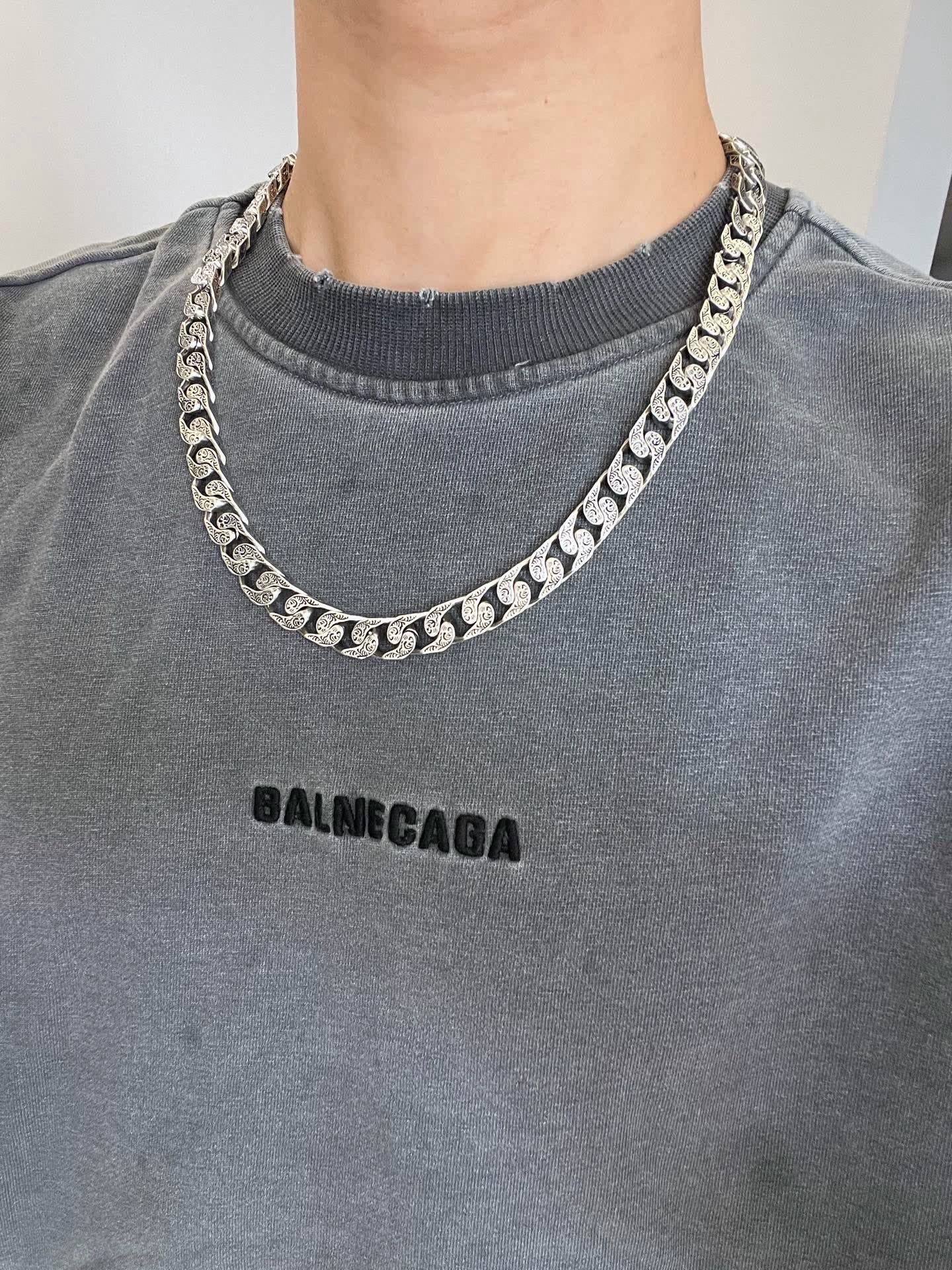 Balenciaga Sterling Silver Chain Necklace