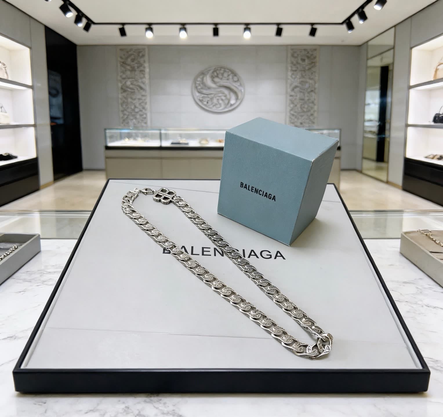 Balenciaga Sterling Silver Chain Necklace