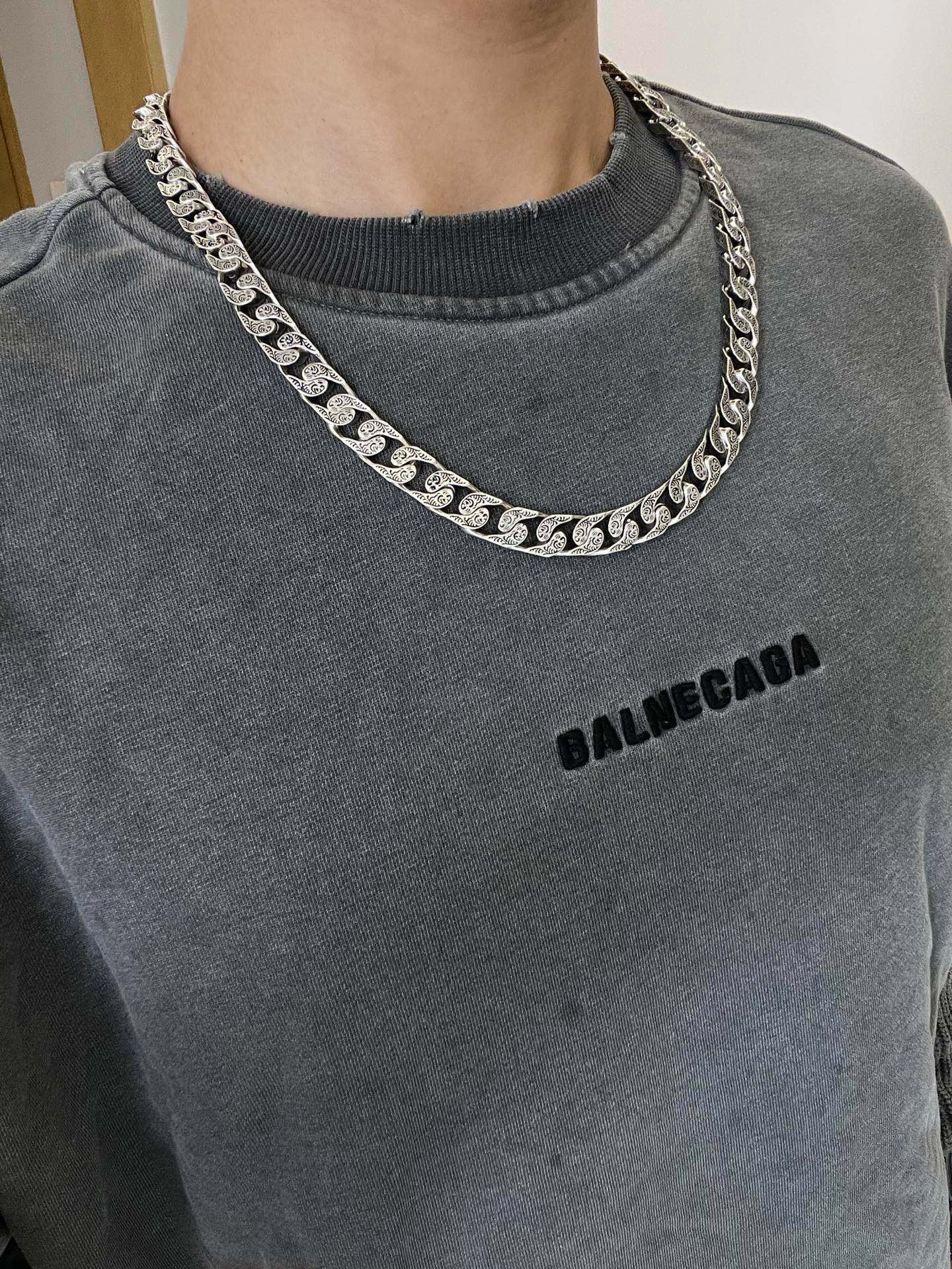 Balenciaga Sterling Silver Chain Necklace