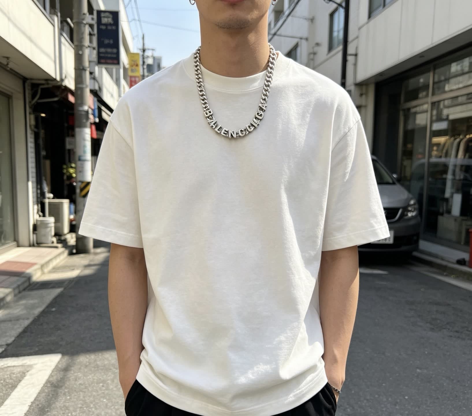 Balenciaga Silver Logo Chain Necklace