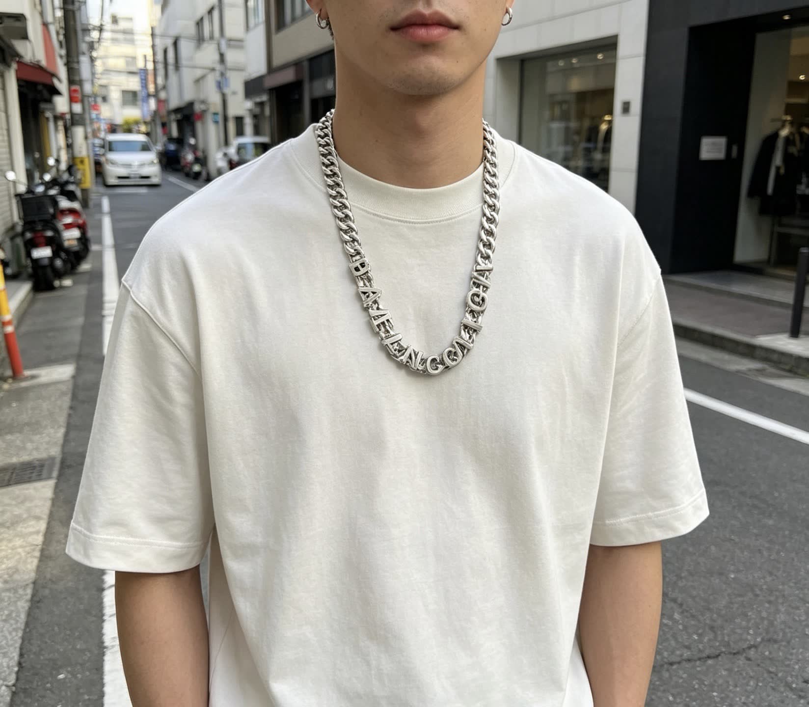 Balenciaga Silver Logo Chain Necklace