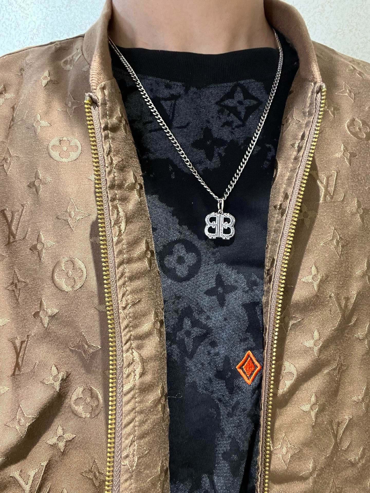 Balenciaga Silver 'BB' Logo Necklace