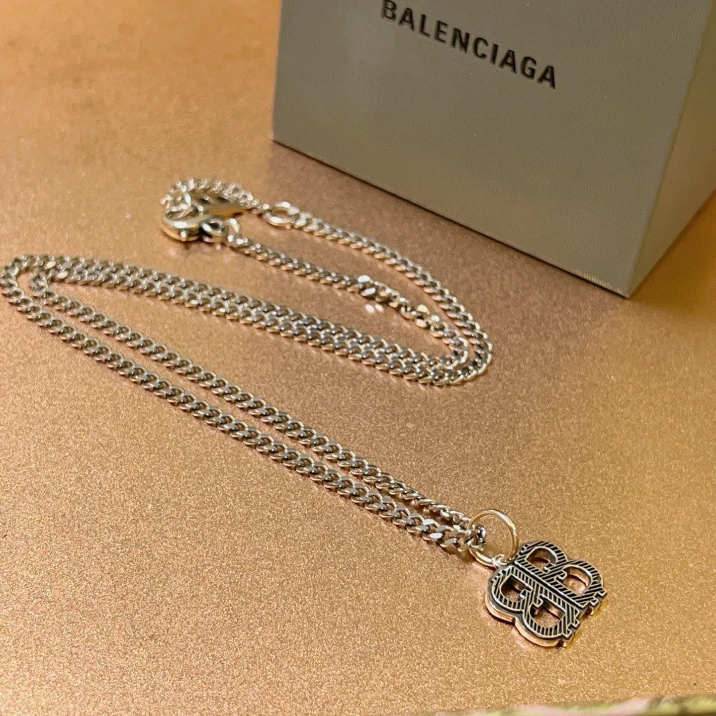 Balenciaga Silver 'BB' Logo Necklace