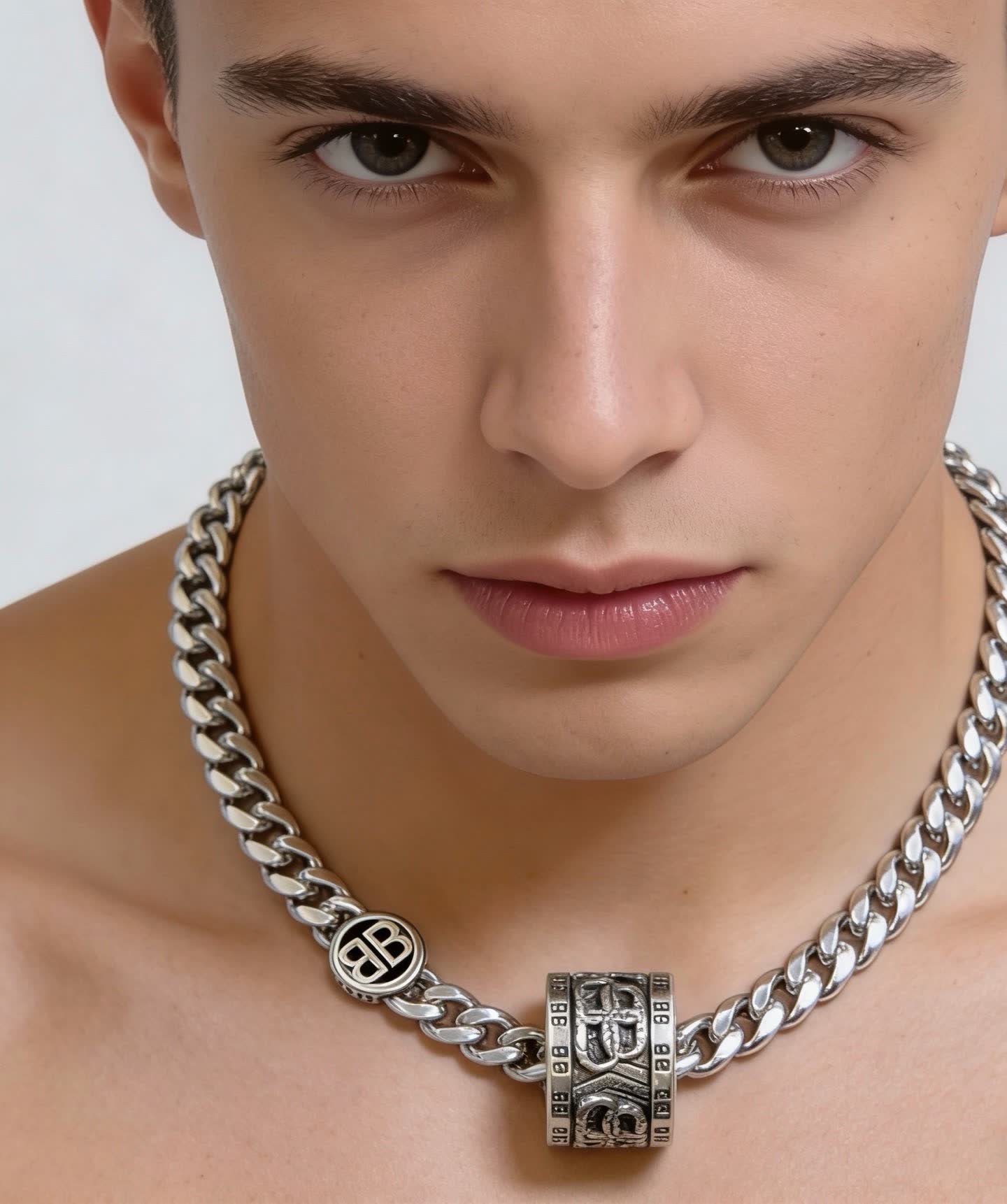 Balenciaga BB Parierace Silver Chain with Pendant