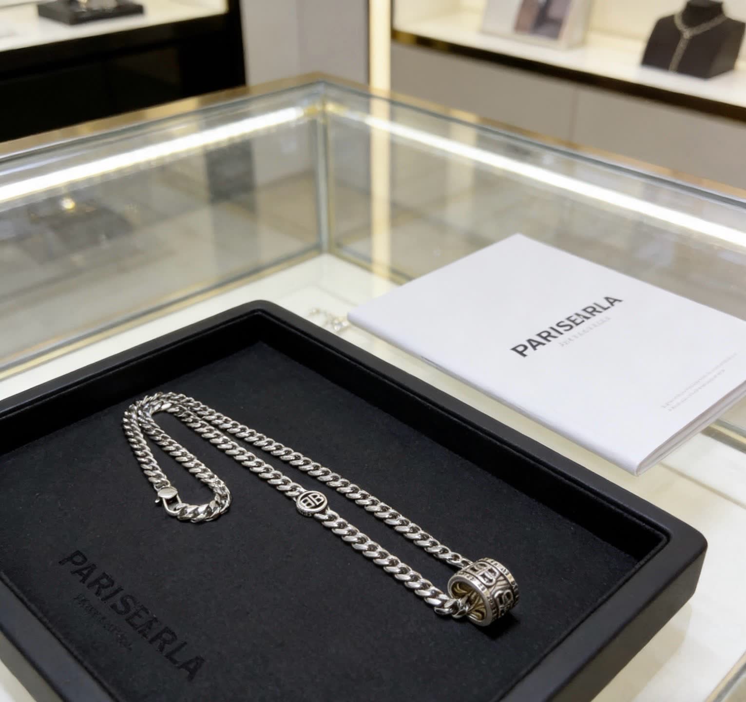 Balenciaga BB Parierace Silver Chain with Pendant