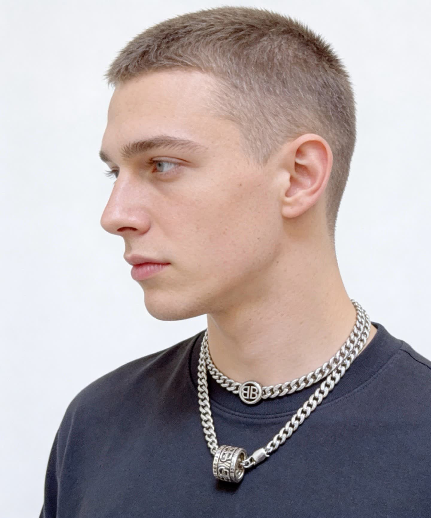 Balenciaga BB Parierace Silver Chain with Pendant