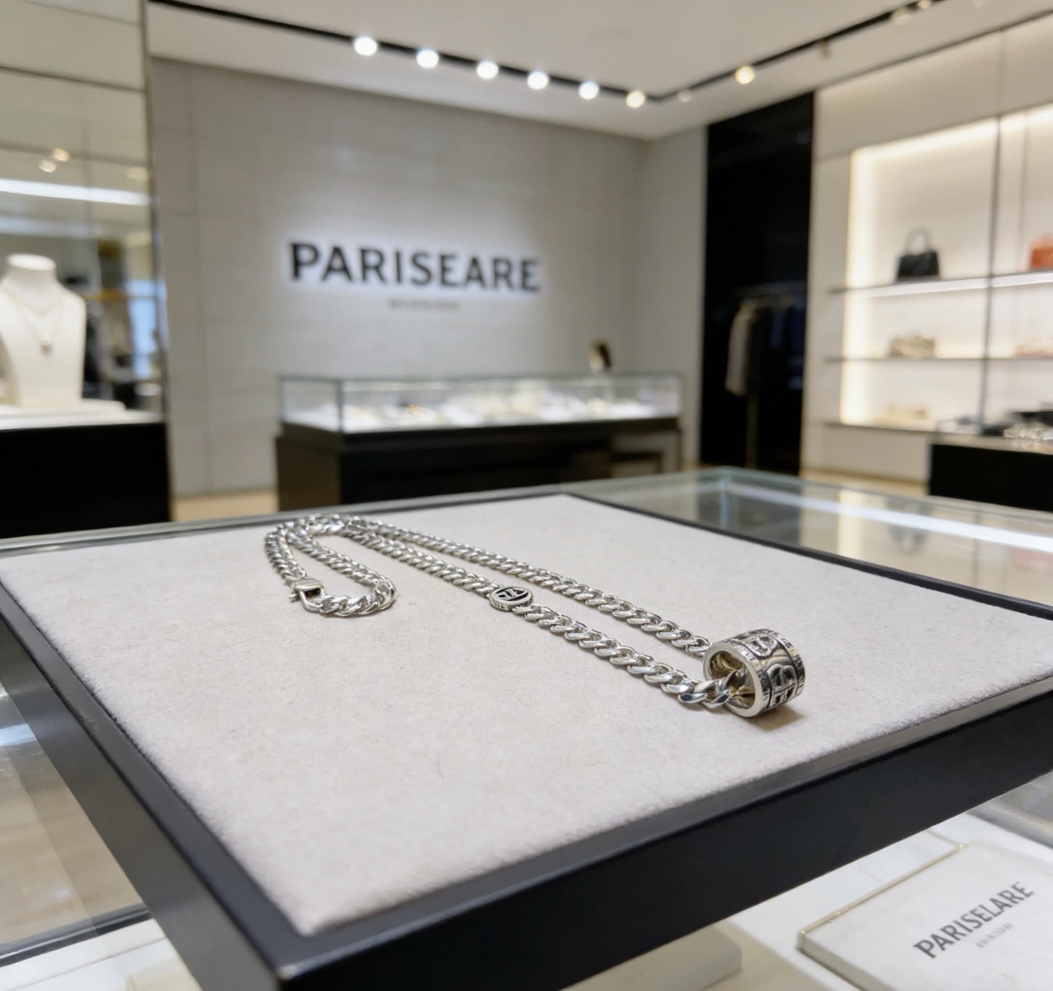 Balenciaga BB Parierace Silver Chain with Pendant