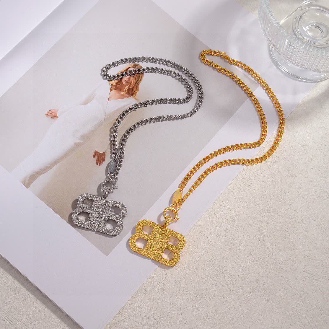 Balenciaga Logo Pendant Necklace