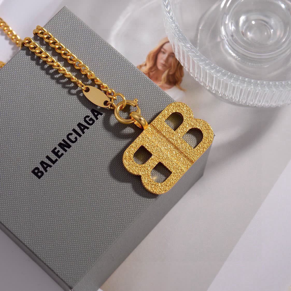 Balenciaga Logo Pendant Necklace
