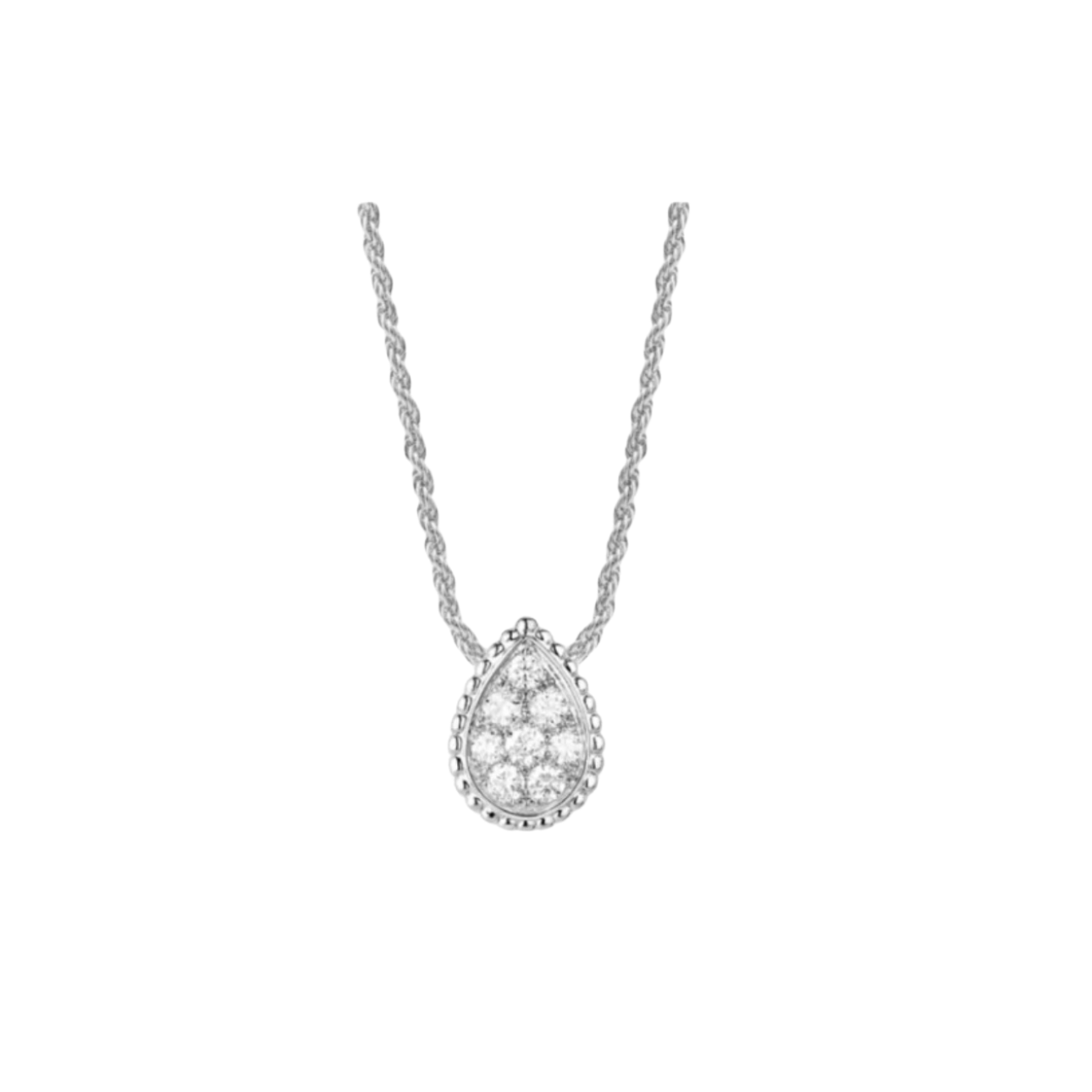 Boucheron Elegant Silver Diamond Pendant Necklace