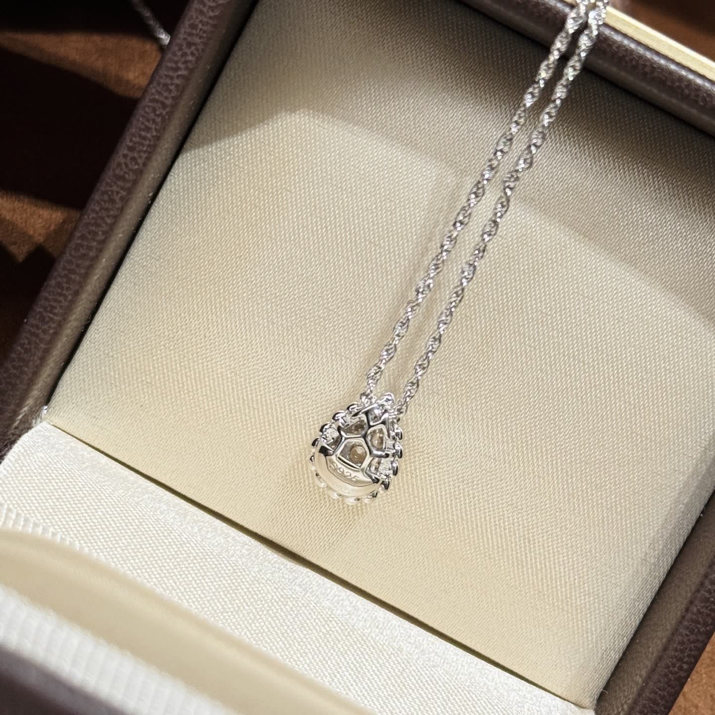 Boucheron Elegant Silver Diamond Pendant Necklace