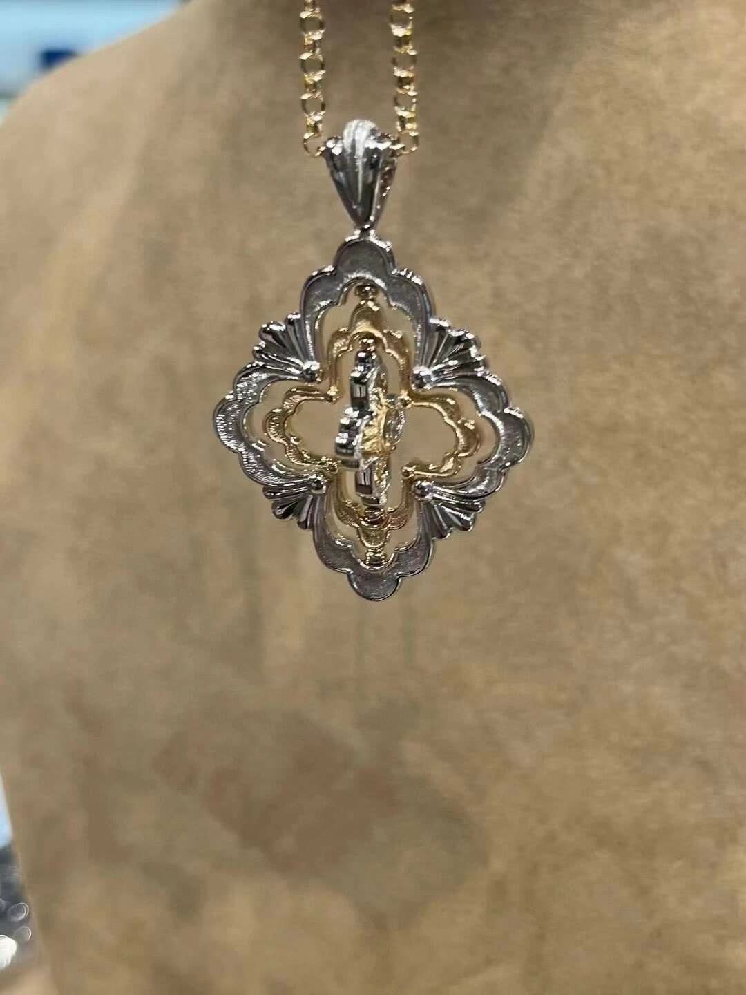 Buccellati Gold and Silver Filigree Pendant Necklace