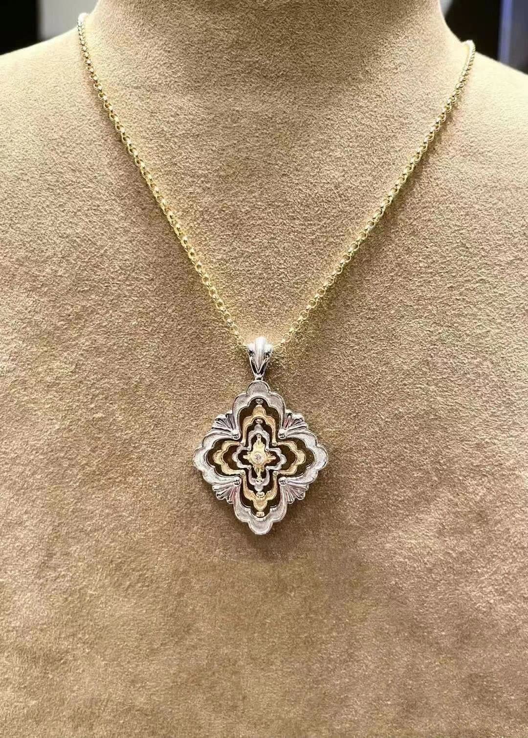 Buccellati Gold and Silver Filigree Pendant Necklace