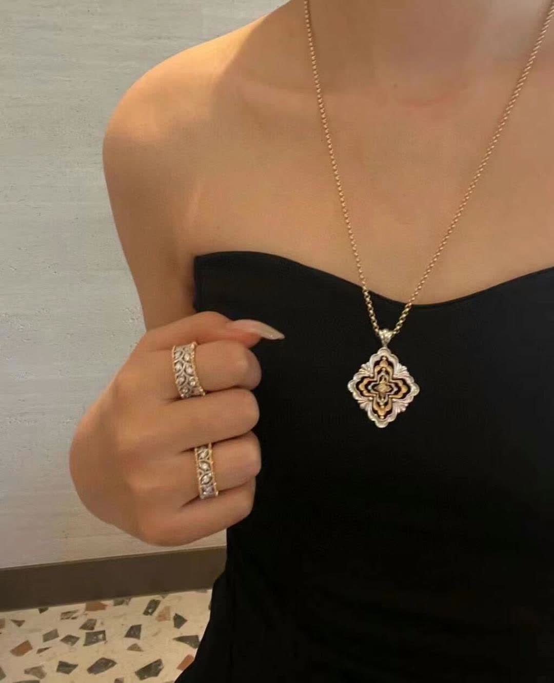 Buccellati Gold and Silver Filigree Pendant Necklace