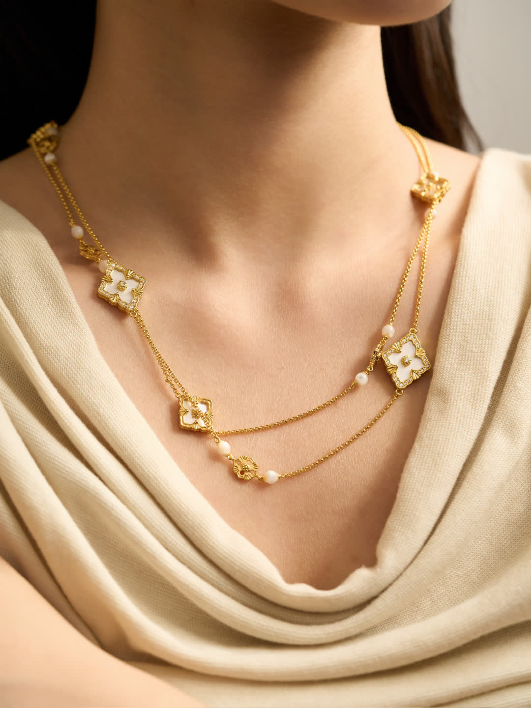 Buccellati Gold and Pearl Double-Strand Necklace