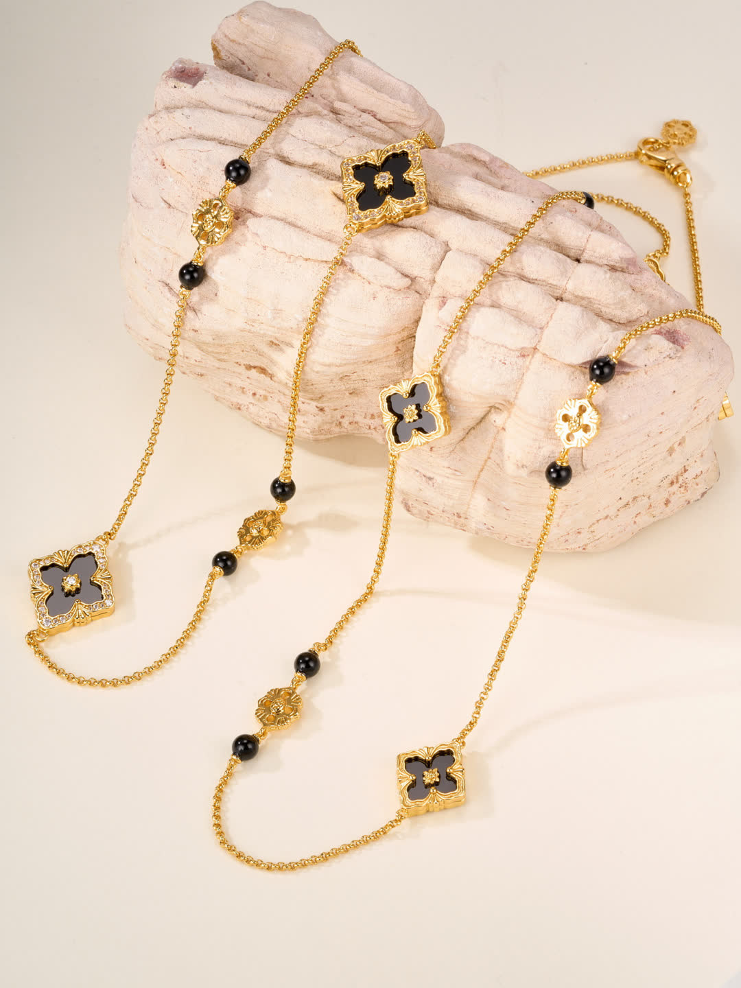 Buccellati Gold and Black Enamel Flower Necklace Buccellati Gold and Black Enamel Flower Necklace