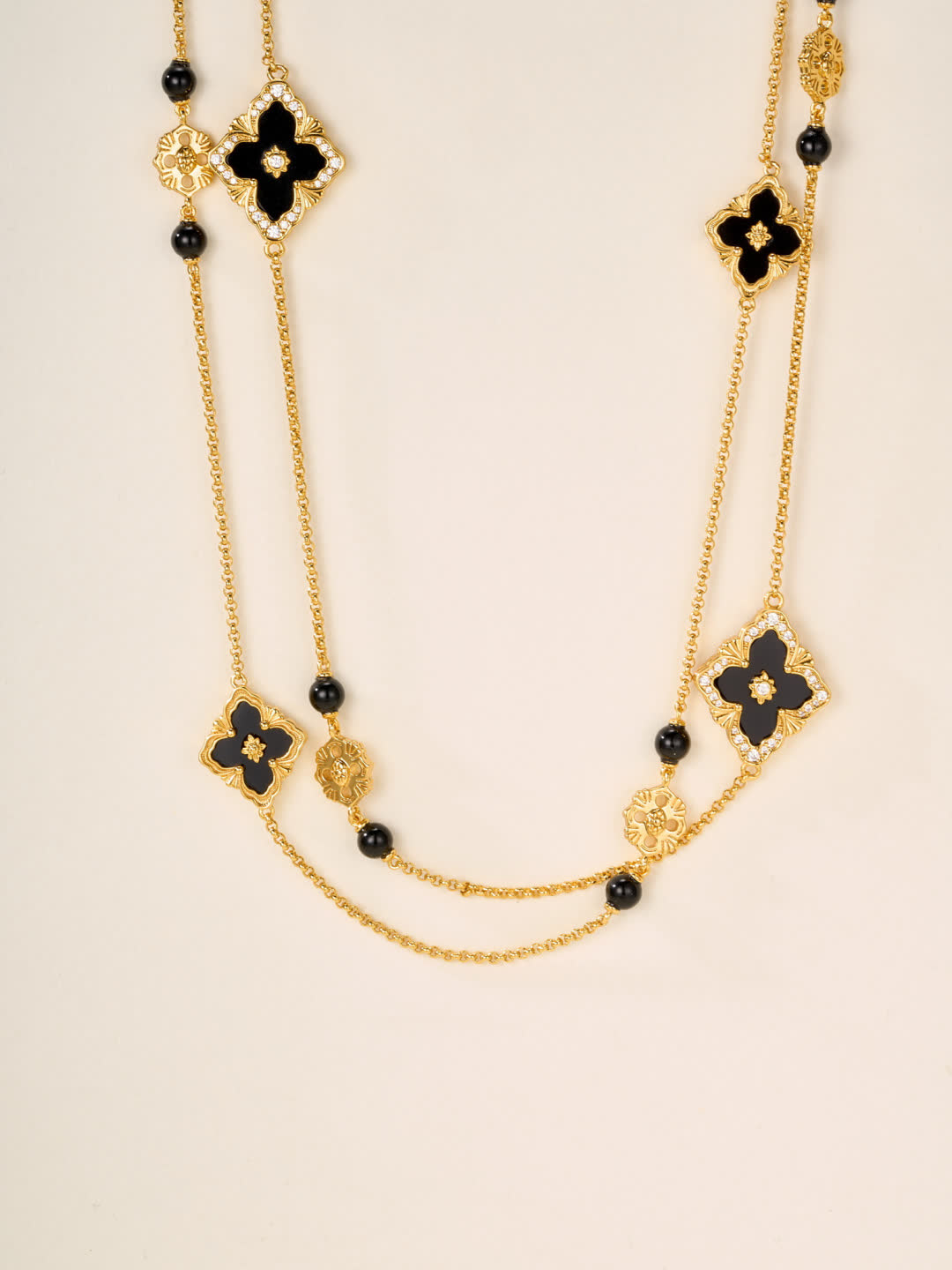 Buccellati Gold and Black Enamel Flower Necklace Buccellati Gold and Black Enamel Flower Necklace
