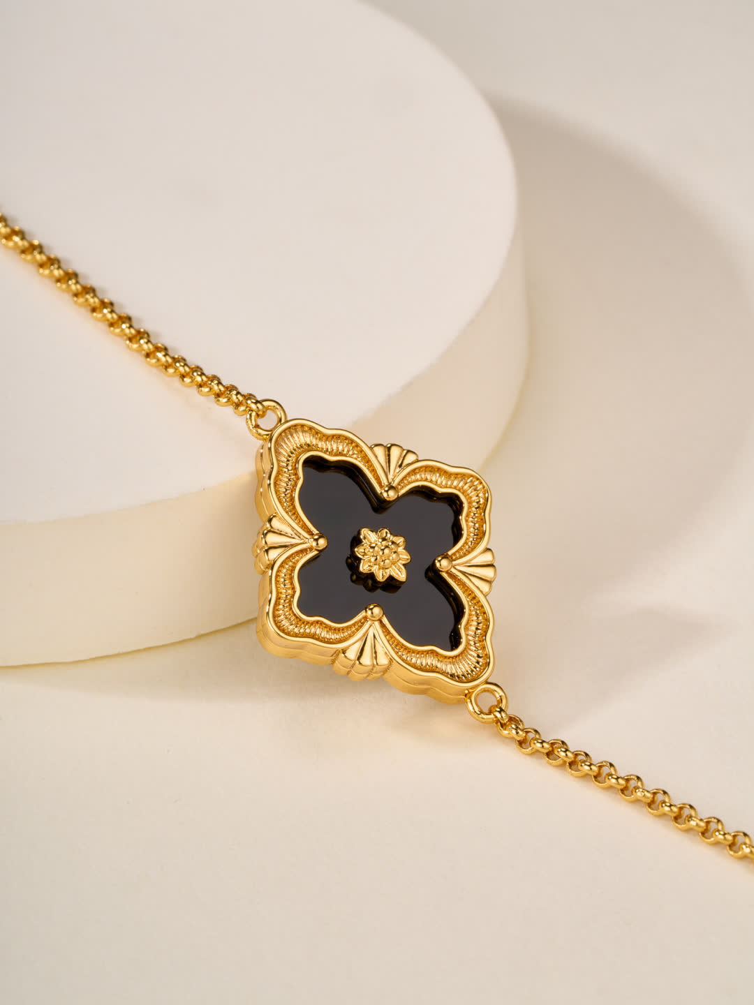 Buccellati Gold and Black Enamel Flower Necklace Buccellati Gold and Black Enamel Flower Necklace