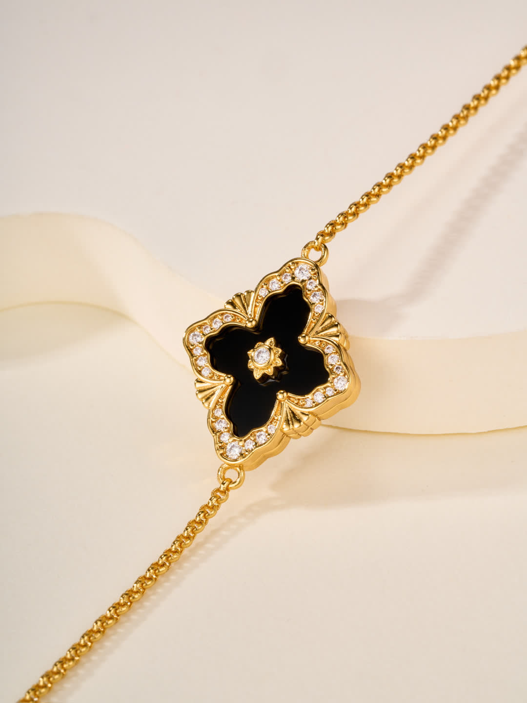Buccellati Gold and Black Enamel Flower Necklace Buccellati Gold and Black Enamel Flower Necklace