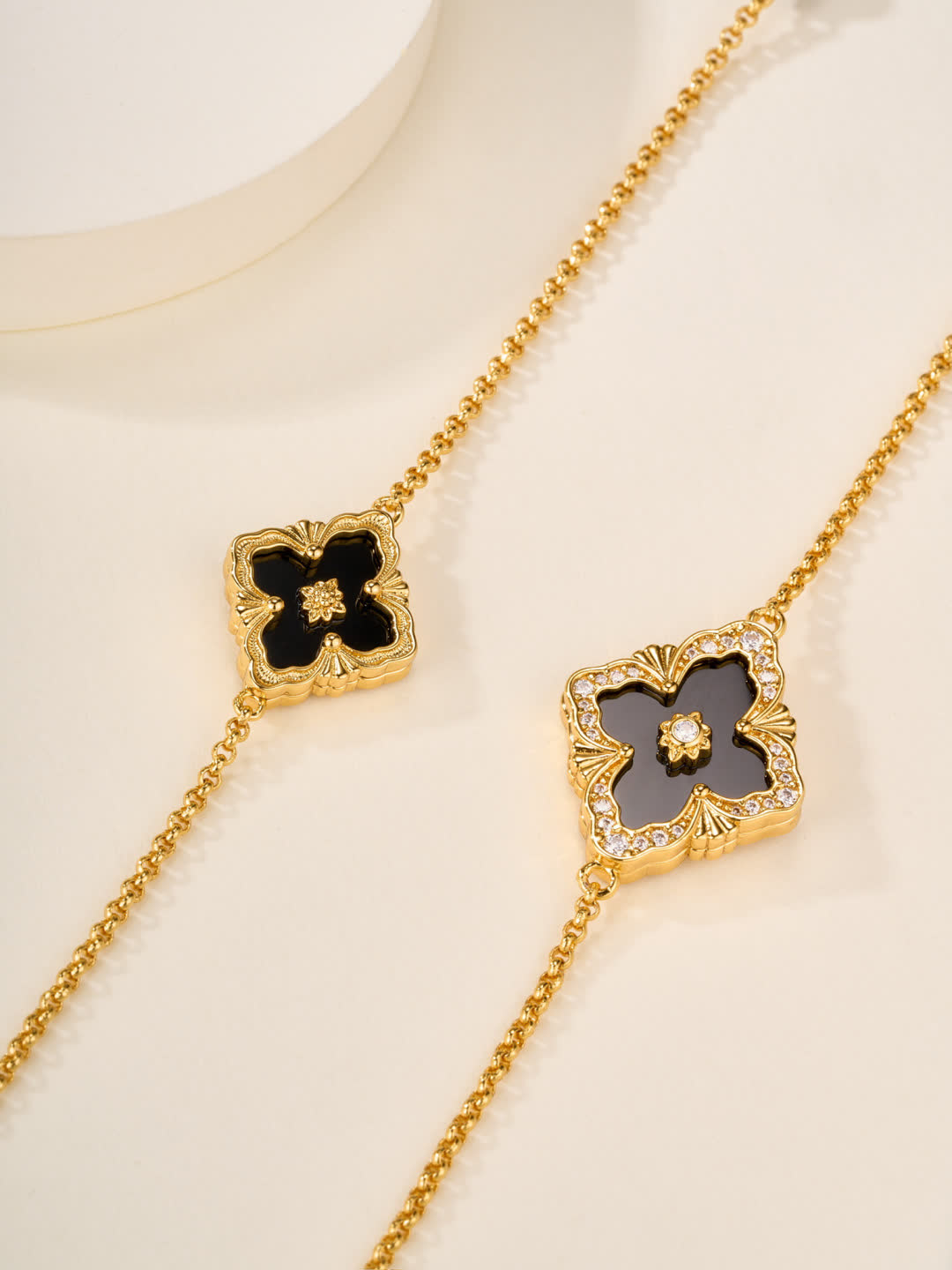 Buccellati Gold and Black Enamel Flower Necklace Buccellati Gold and Black Enamel Flower Necklace