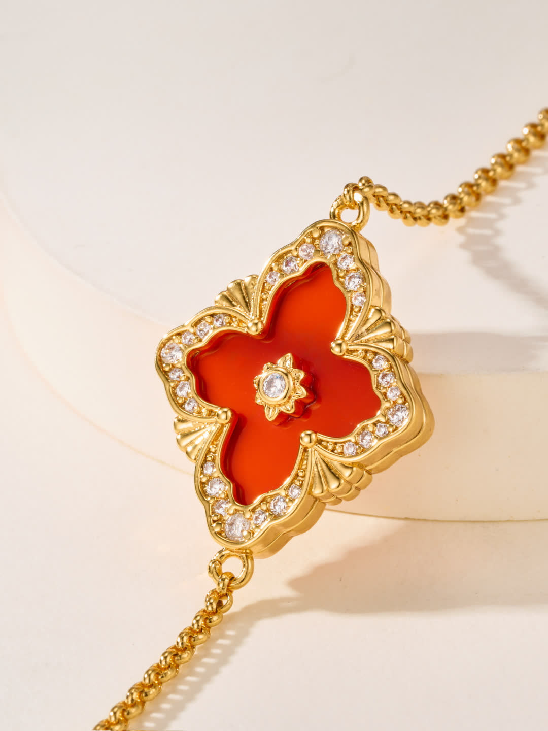 Buccellati Gold and Red Beaded Necklace with Enamel Flowers Buccellati Gold and Red Beaded Necklace with Enamel Flowers
