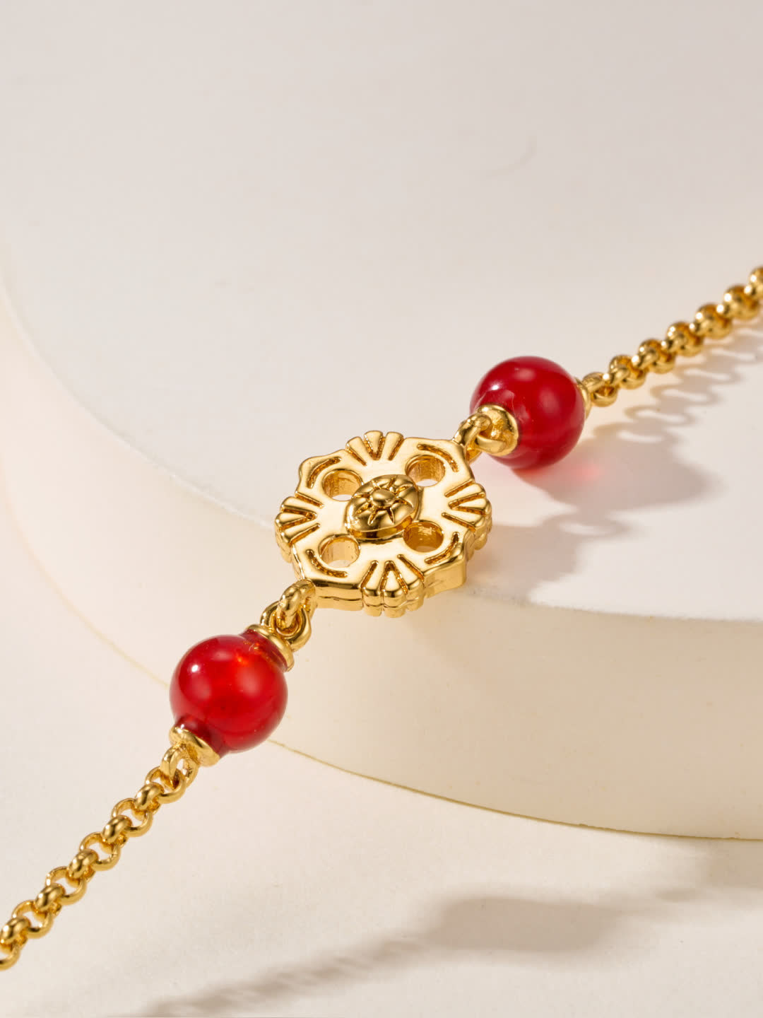 Buccellati Gold and Red Beaded Necklace with Enamel Flowers Buccellati Gold and Red Beaded Necklace with Enamel Flowers