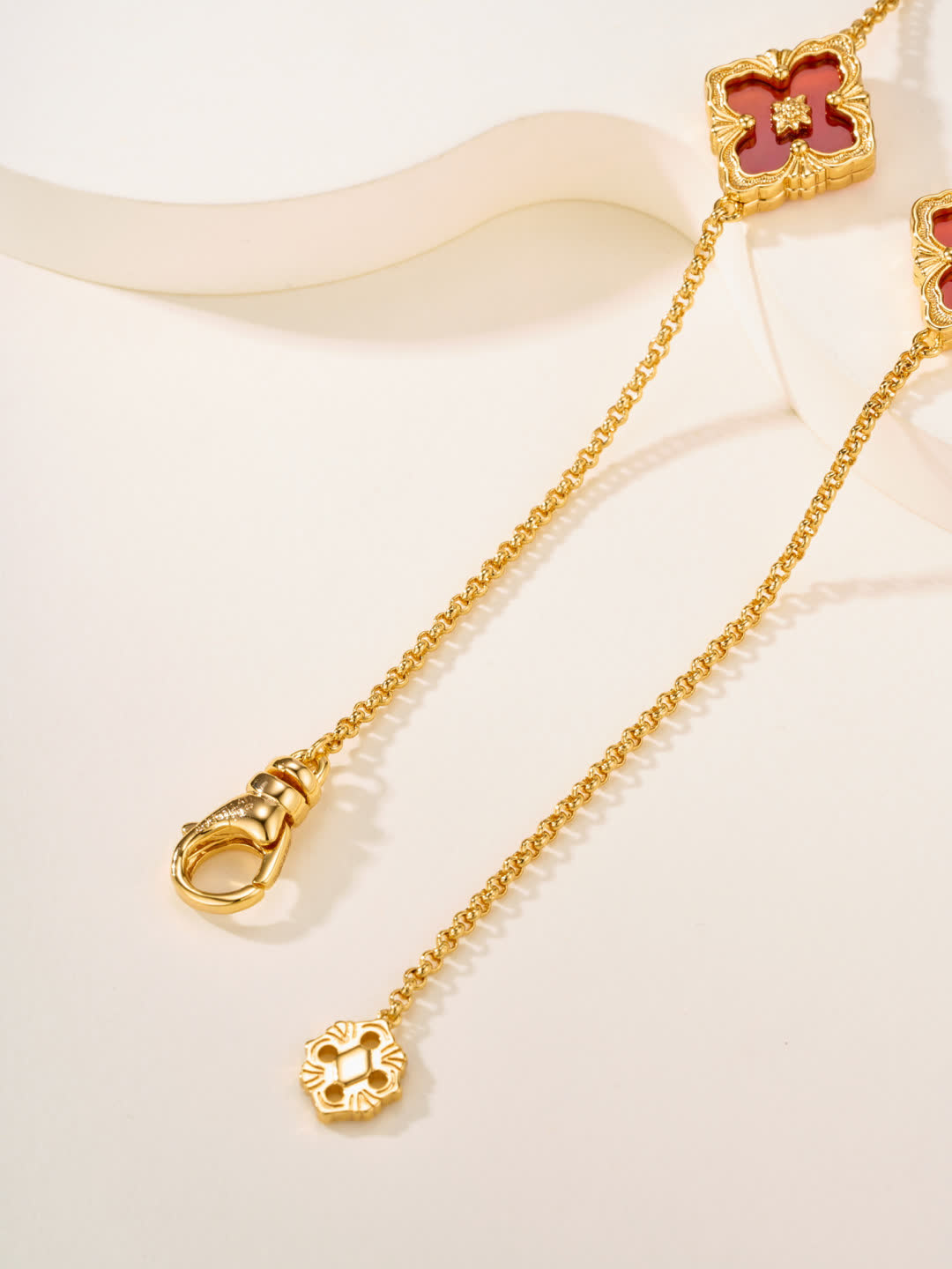 Buccellati Gold and Red Beaded Necklace with Enamel Flowers Buccellati Gold and Red Beaded Necklace with Enamel Flowers
