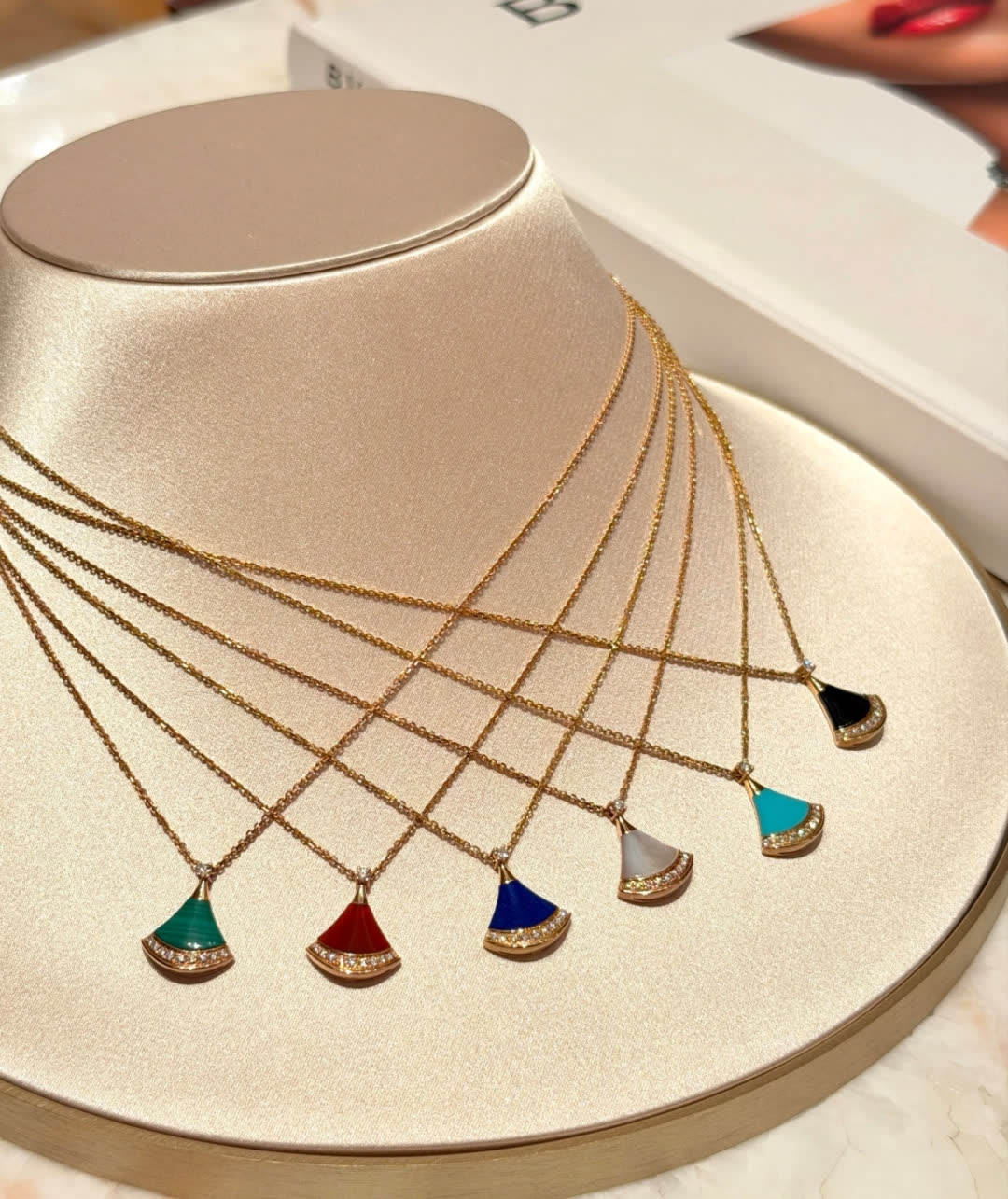 Bvlgari Gold and Enamel Fan-Shaped Pendants Bvlgari Gold and Enamel Fan-Shaped Pendants