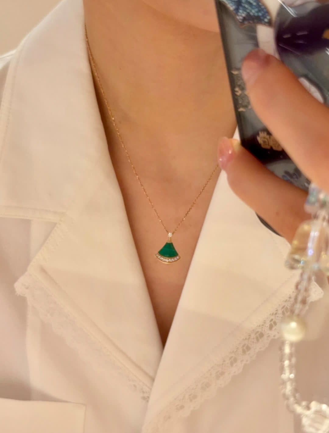 Bvlgari Gold and Enamel Fan-Shaped Pendants