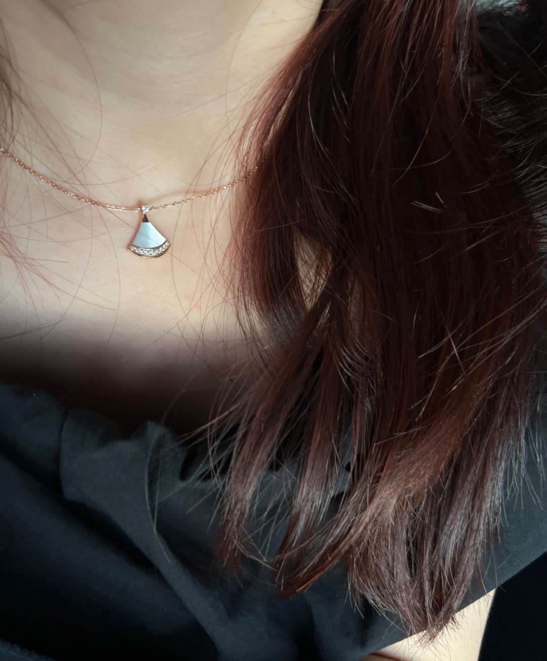 Bvlgari Gold Tone Fan Shape Gemstone Pendant Necklace