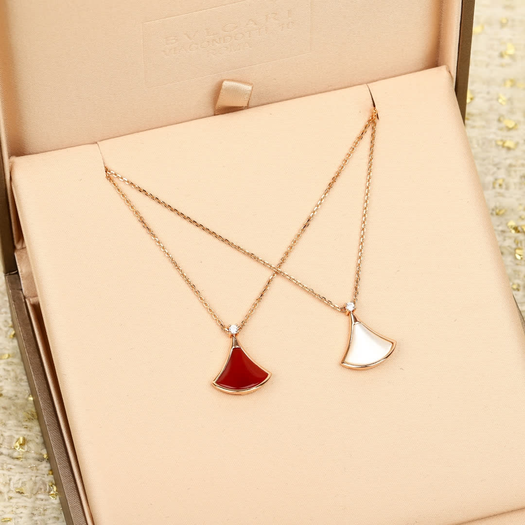 Bvlgari Rose Gold Enamel Fan-Shaped Pendants Bvlgari Rose Gold Enamel Fan-Shaped Pendants