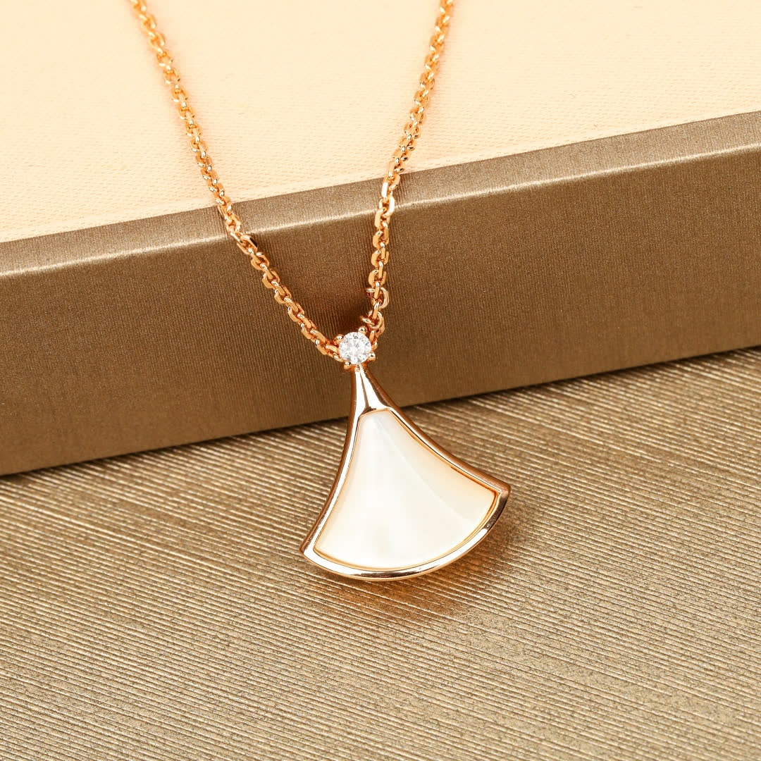 Bvlgari Rose Gold Enamel Fan-Shaped Pendants