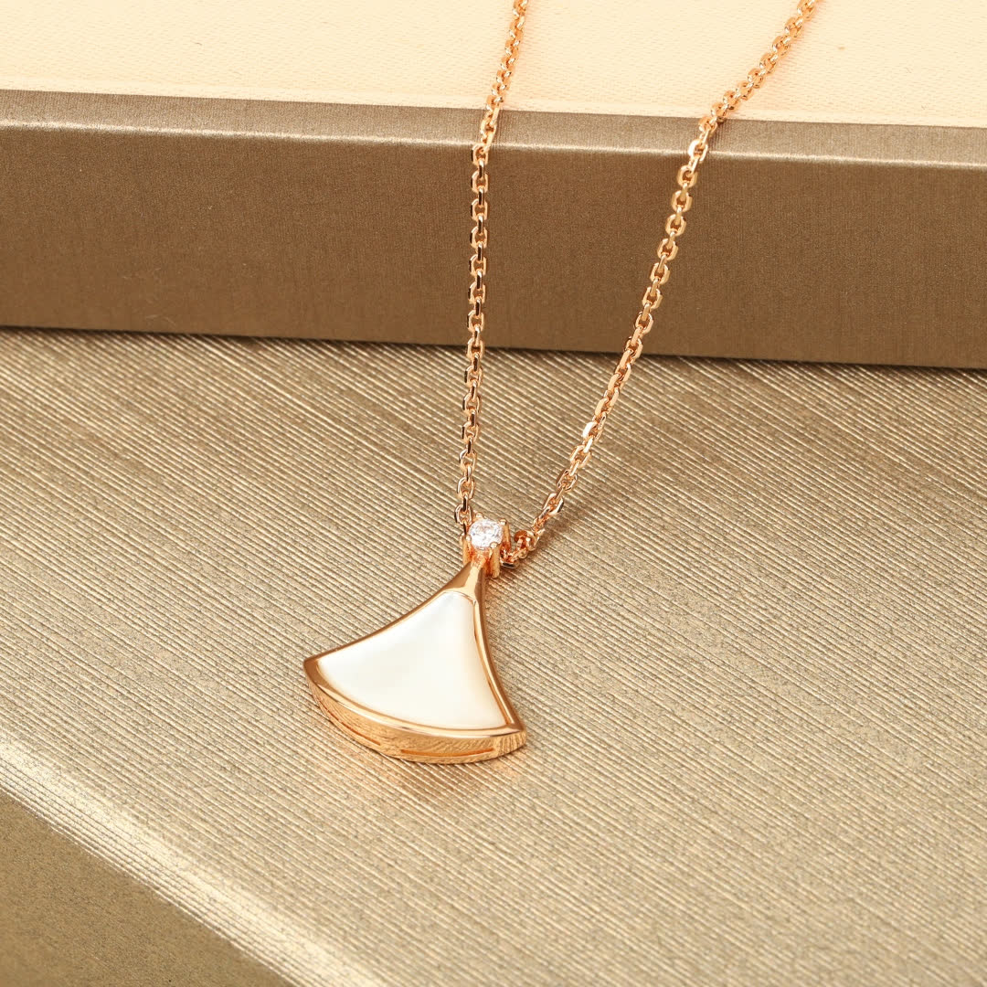 Bvlgari Rose Gold Enamel Fan-Shaped Pendants