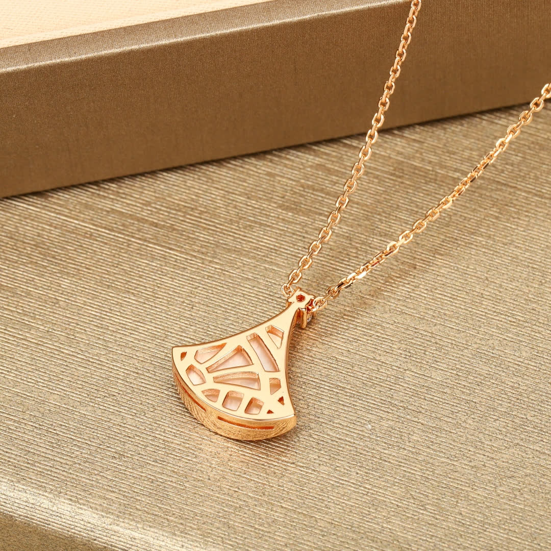 Bvlgari Rose Gold Enamel Fan-Shaped Pendants