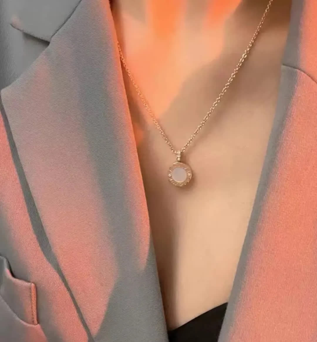Bvlgari Black/White Onyx Round Pendant Necklace