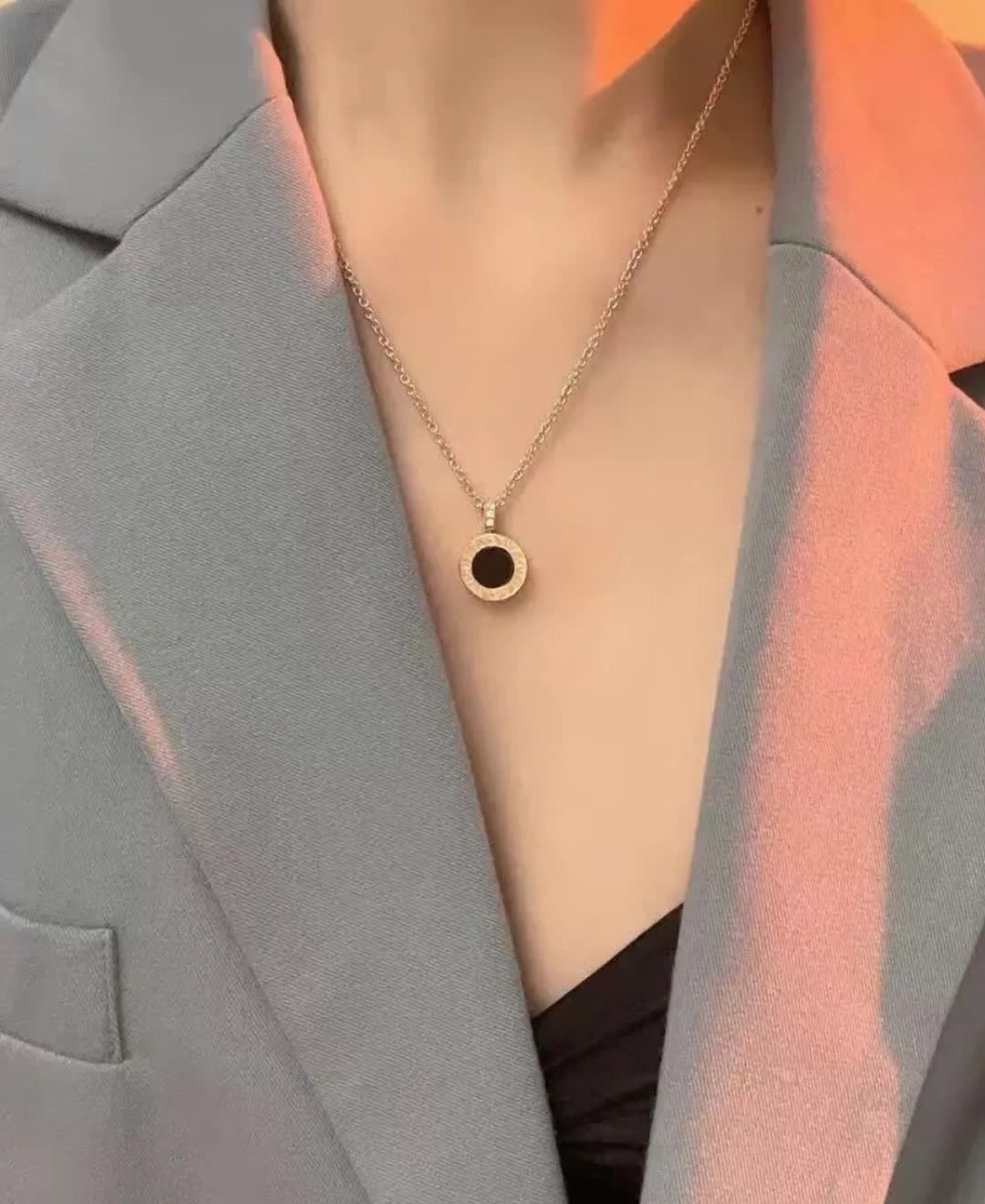 Bvlgari Black/White Onyx Round Pendant Necklace