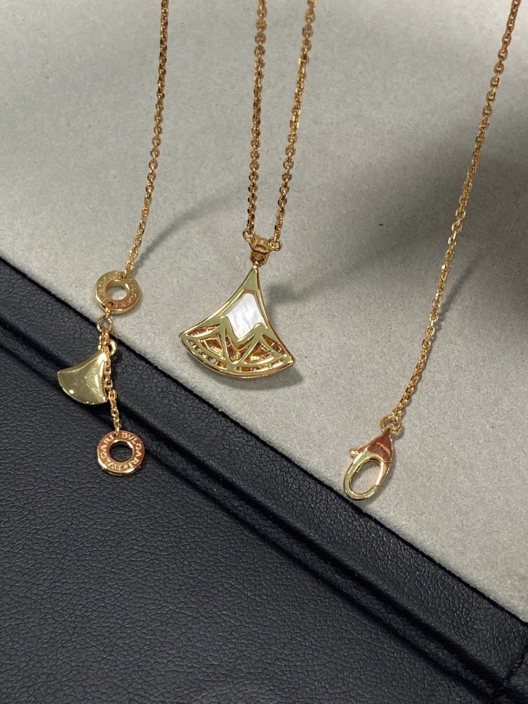 Bvlgari Opal and Diamond Fan-Shaped Pendant Necklace