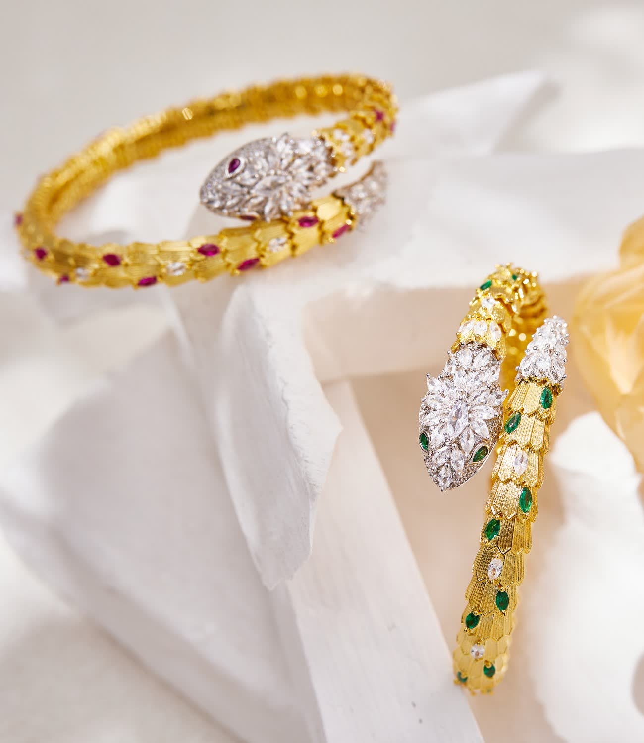 Bvlgari Emerald and Diamond Serpent Necklace and Bracelet Set