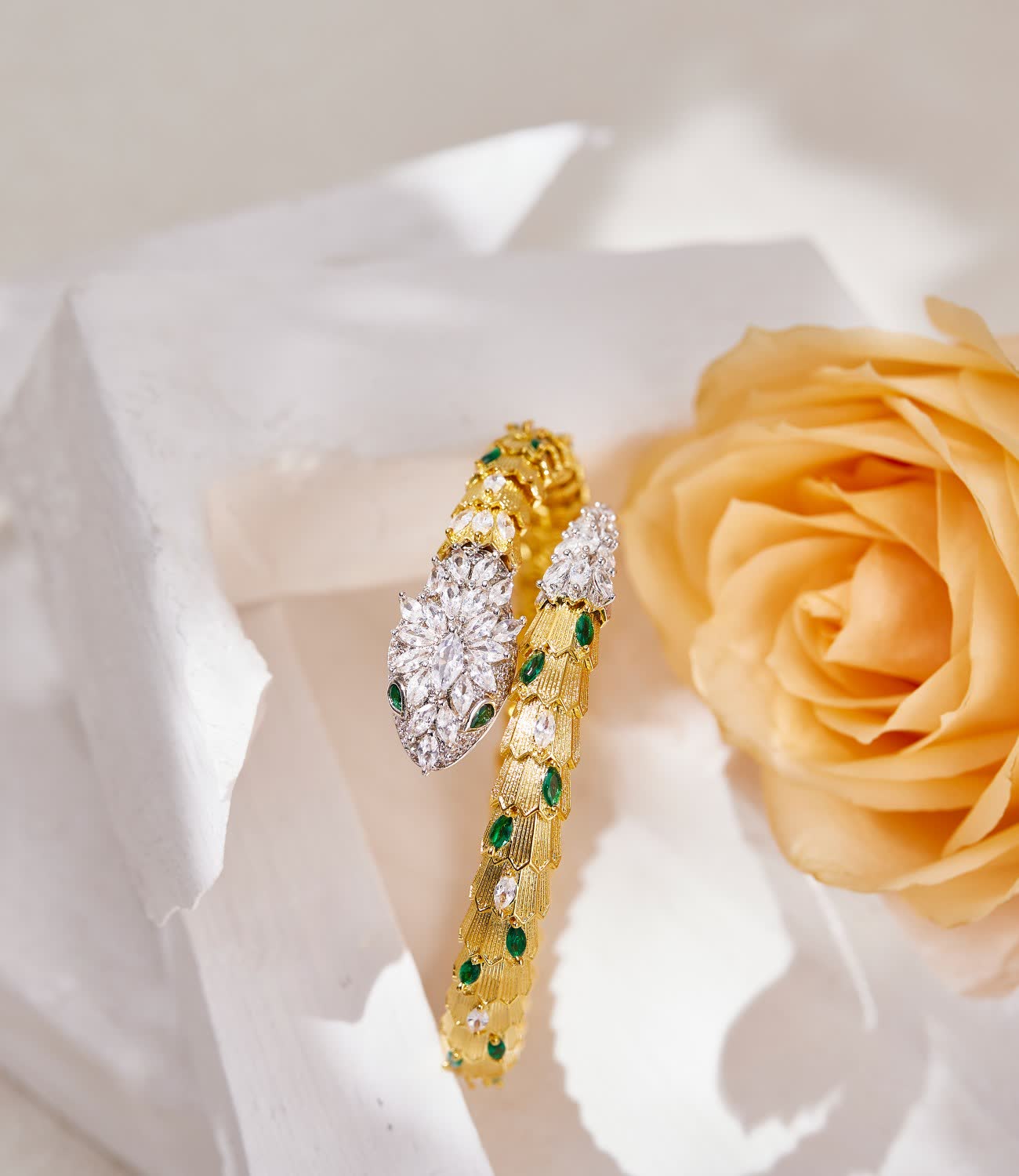 Bvlgari Emerald and Diamond Serpent Necklace and Bracelet Set