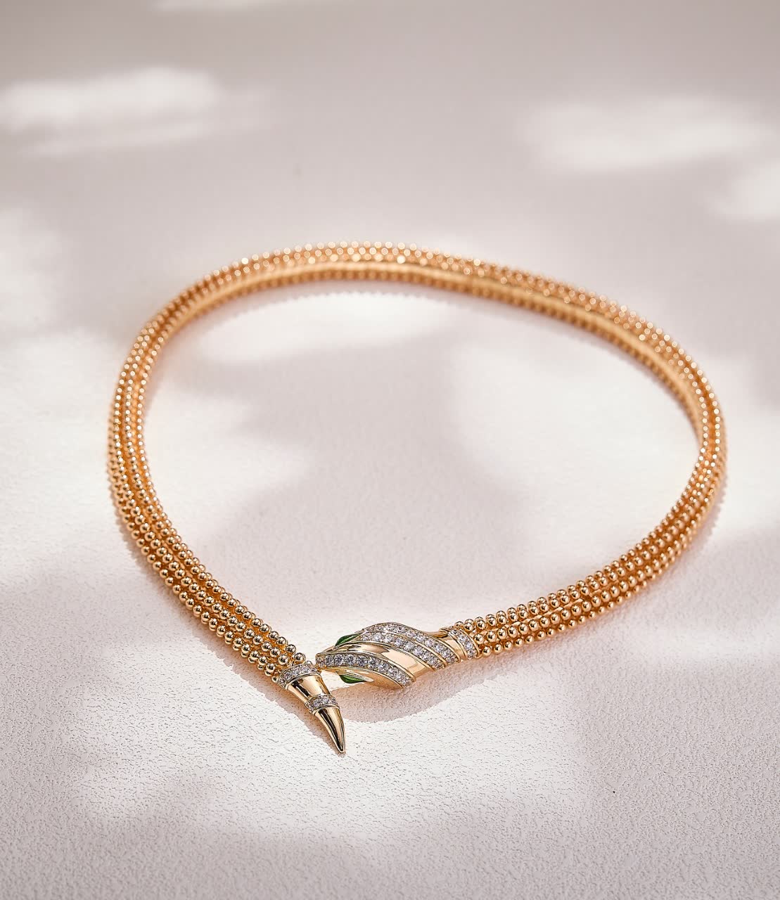 Bvlgari Gold Plated Diamond and Emerald Necklace Bvlgari Gold Plated Diamond and Emerald Necklace