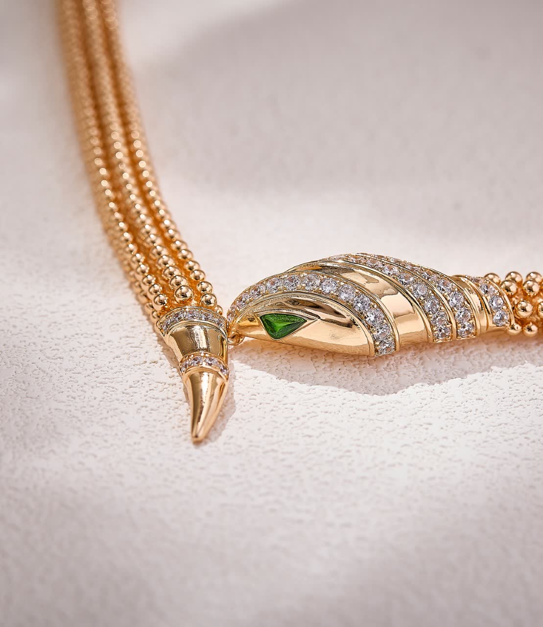 Bvlgari Gold Plated Diamond and Emerald Necklace