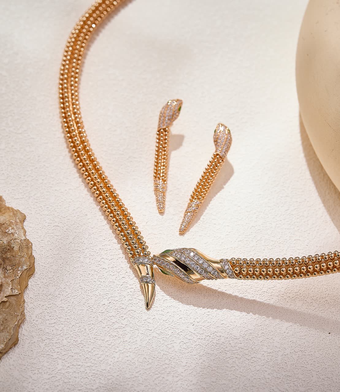 Bvlgari Gold Plated Diamond and Emerald Necklace