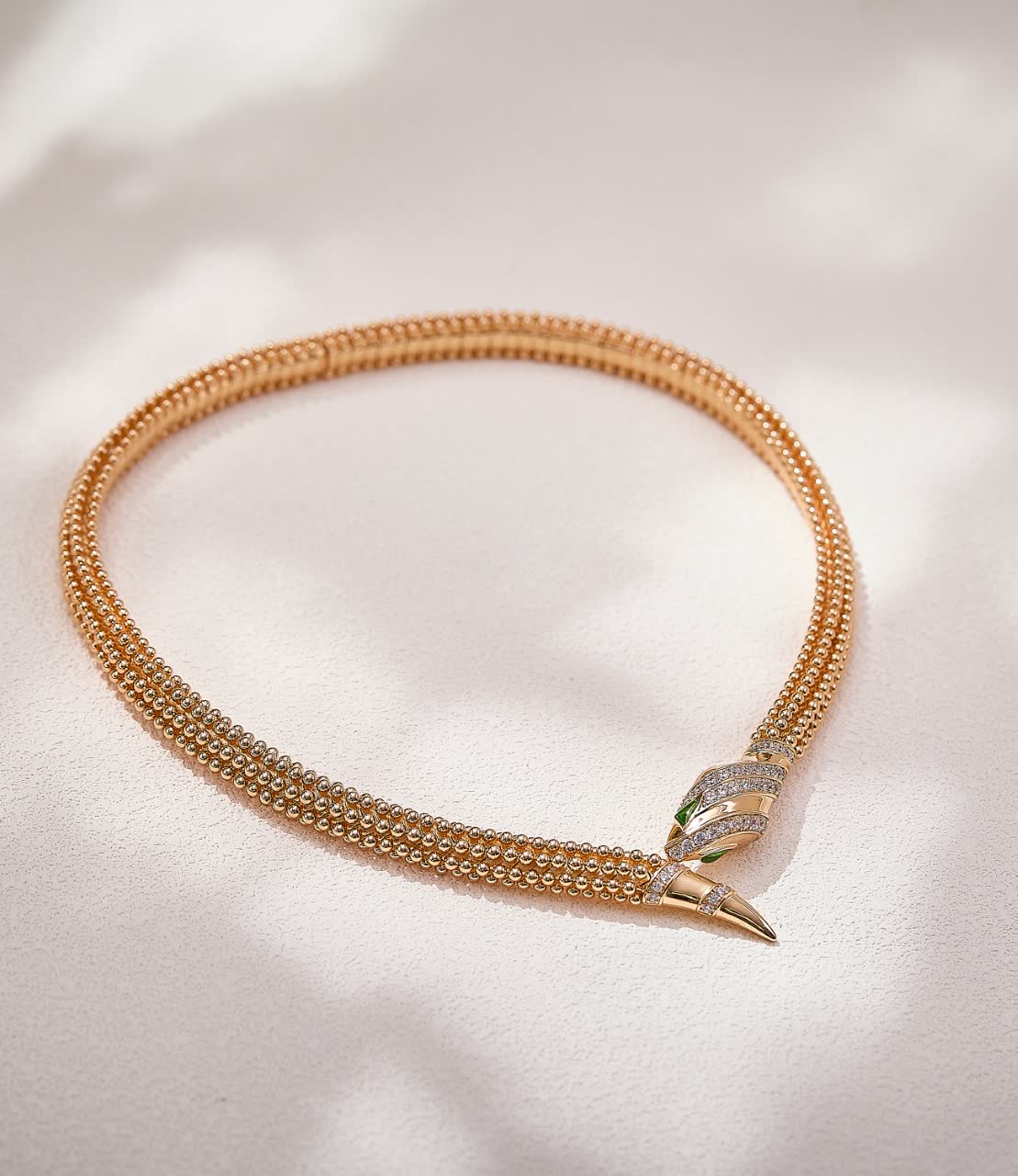 Bvlgari Gold Plated Diamond and Emerald Necklace