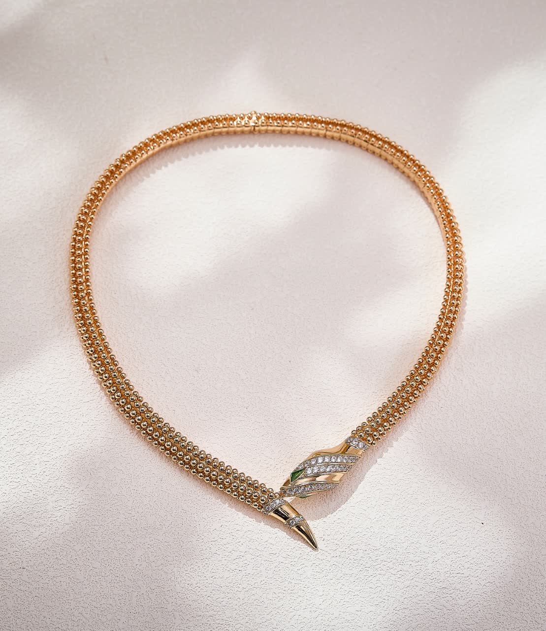 Bvlgari Gold Plated Diamond and Emerald Necklace