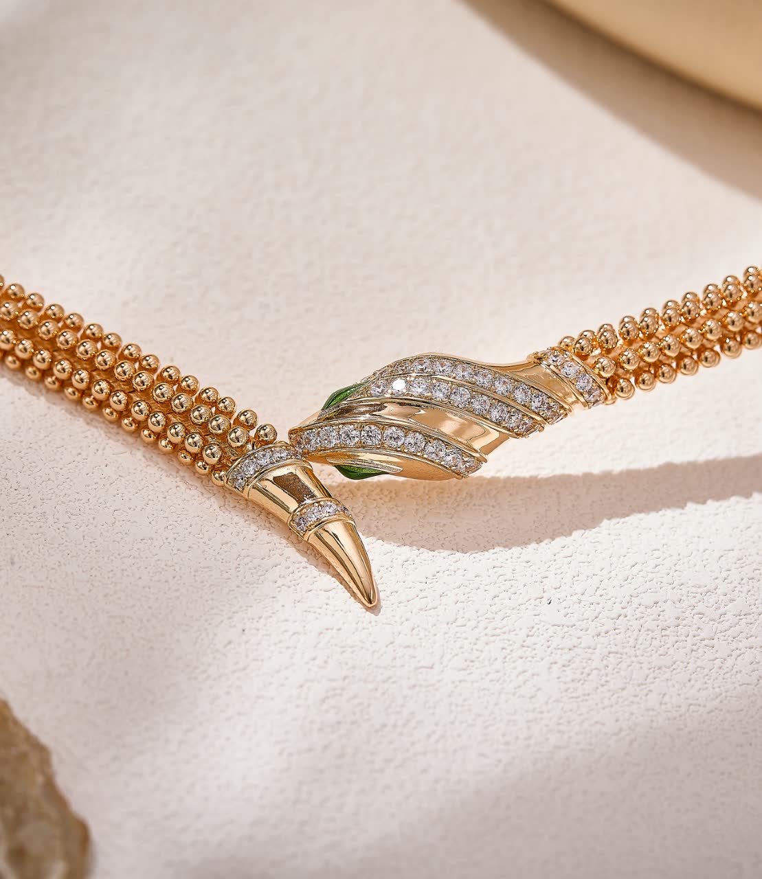 Bvlgari Gold Plated Diamond and Emerald Necklace