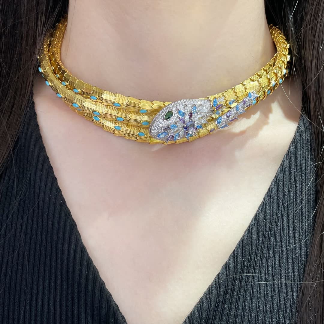 Bvlgari Gold Snake Collar Necklace with Gemstones Bvlgari Gold Snake Collar Necklace with Gemstones