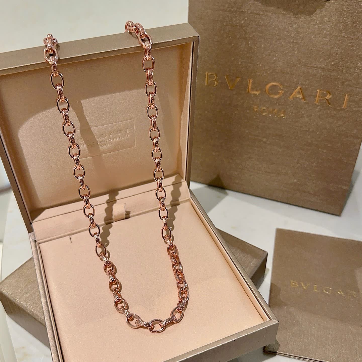 Bvlgari Rose Gold Chain Necklace