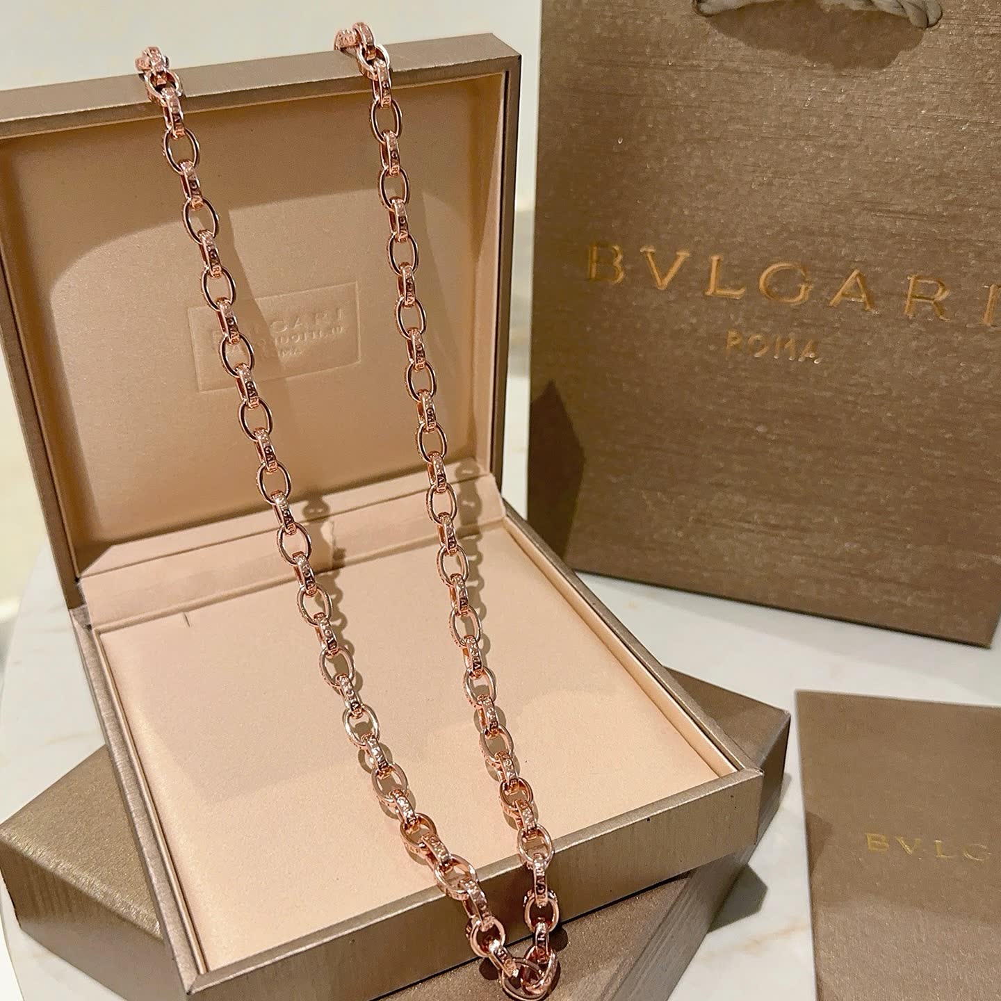 Bvlgari Rose Gold Chain Necklace